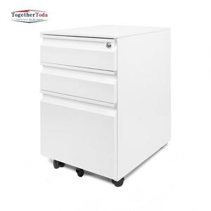 Meuble de rangement métallique mobile pour bureau, avec 3 tiroirs, pieds flexibles, noir - Product Image 5