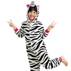 Conjunto de Pijama de una Pieza Haoxuan Ecológico de Terciopelo con Estampado de <span class=keywords><strong>Cebra</strong></span>, Estilo de Dibujos Animados para Niños, con Mangas Abullonadas, para las Cuatro Estaciones - Product Image 1