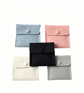 Pochettes à bijoux en velours recyclables personnalisées avec bouton-pression, logo en relief, sacs organisateurs de bijoux en pierres précieuses, emballage cadeau de mariage - Product Image 2