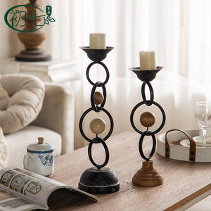 Candelabro de hierro forjado estilo Wabi Sabi, adorno de forma redonda, artesanía manual para decoración del hogar, accesorio para estudio fotográfico - Product Image 1