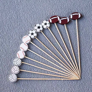 Palillos Decorativos para Cócteles <span class=keywords><strong>con</strong></span> Diseño de Balón de Fútbol para Fiestas y Eventos - Product Image 1