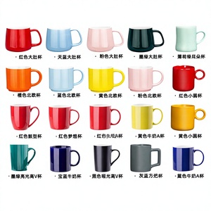 Mug vierge en gros avec glaçure colorée, revêtement pour sublimation thermique, résistant aux hautes températures, couvercle, poignée et cuillère, design minimaliste moderne - Product Image 4