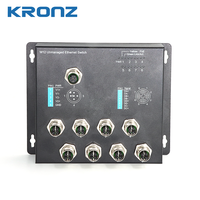 KRONZ M12 Conmutador Ethernet no administrado Conector hembra de 8 puertos Xcode 10/100/1000M bit/s 12-57VDC PoE Conmutador M12 montado en la pared