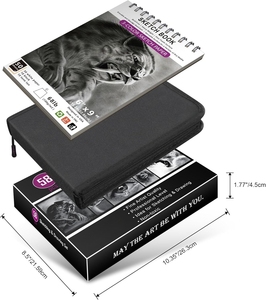 Kit de <span class=keywords><strong>dessin</strong></span> 58 pièces, ensemble de <span class=keywords><strong>crayons</strong></span> à <span class=keywords><strong>dessin</strong></span>, fournitures de croquis, <span class=keywords><strong>3</strong></span> carnets de croquis, <span class=keywords><strong>crayons</strong></span> à <span class=keywords><strong>dessin</strong></span> en graphite et fusain pour le mélange de couleurs - Product Image 5