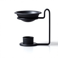 Brûleur d'encens en fer noir minimaliste avec bras cantilever et support pour bougie chauffe-plat, vente en gros