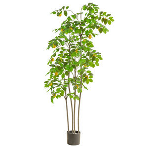 Plantas Artificiales, Árbol de Limón Amarillo, Maceta <span class=keywords><strong>Grande</strong></span> de Plástico, Simulación de Árboles Altos, Decoración de Jardín, Césped Verde, 90-180 cm - Product Image 1