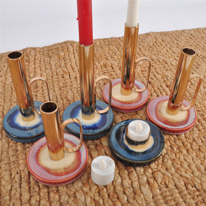 سطح المكتب الملكي الذهبي المعادن الركيزة حوامل شموع tealight شمعة الأواني طويل حامل شموع - Product Image 2