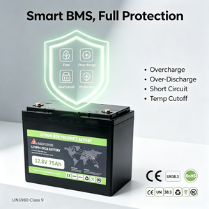 ชุดแบตเตอรี่75Ah LiFePO4ลึก12.8V 960Wh แบตเตอรี่ลิเธียมไอออน50A BMS สำหรับเก็บพลังงานแสงอาทิตย์ - Product Image 5