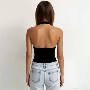 Combinaison moulante sexy à bretelles et col halter pour femme, en tricot, pour l'été, contrôle du ventre, tenue de soirée et clubbing - Product Image 5