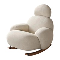 Fauteuil à bascule blanc crème en fausse fourrure d'agneau avec repose-pieds, moderne et mignon, pour salon et balcon, chaise de relaxation