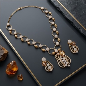 Ensemble de collier et boucles d'oreilles en argent 925 plaqué or rose italien, serti de cristaux, bijoux pour femmes - Product Image 5