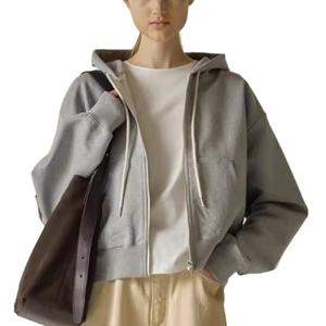 เสื้อฮู้ดซิปเต็มตัวสำหรับผู้หญิง แขนยาวพิเศษ ผ้าฝ้าย สไตล์ลำลอง สำหรับฤดูใบไม้ร่วงและฤดูหนาว - Product Image 5