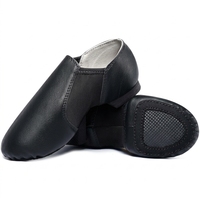 Chaussures de jazz unisexes pour enfants, dessus en cuir PU souple, à enfiler, semelle extérieure en daim et EVA résistante à l'abrasion
