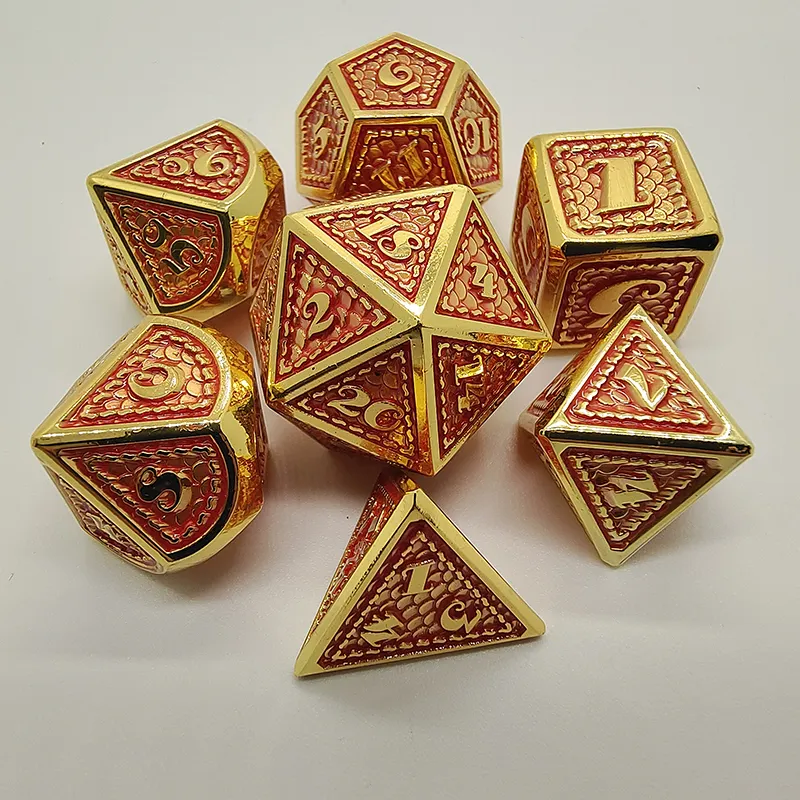 Drachen-Skala-Wicksatz-Set große Dungeons and Dragons Metallwürfel Polyhedral D&D für RPG D20 Rollenspiel DND-Wirfel