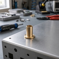 Rivet creux à bride en laiton sur mesure, finition polie, norme DIN7340 classe 4.8 pour l'électronique, le travail des tôles et l'assemblage léger