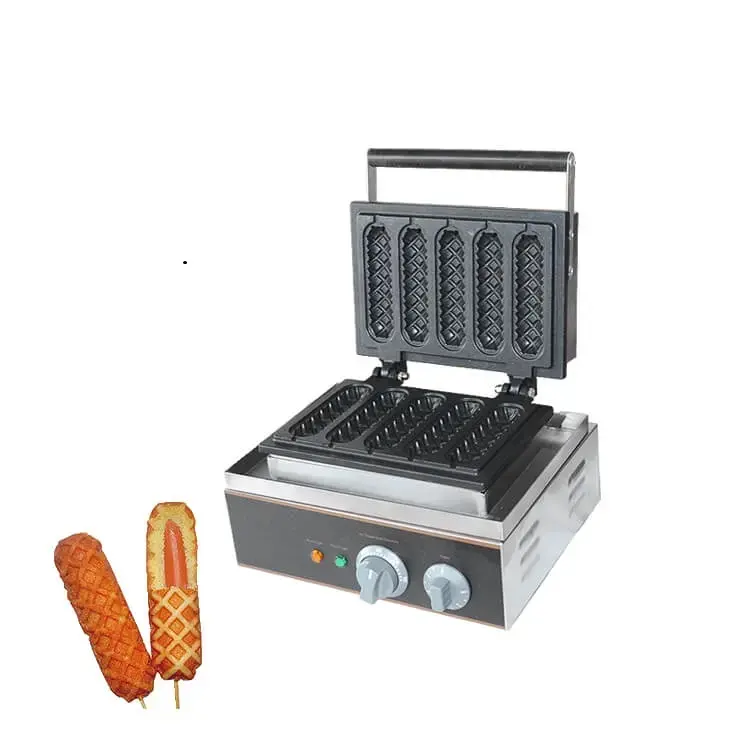 Professionele Commerciële Fabriek Vijf Delen 5 Lange Stok Elektrische Muffin Hotdog Machine Maker Ijzer Snack Food