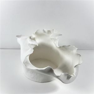 Exquisite White Ceramic <b>Vase</b> Matt Glaze Europe Style Unique Flowing Petal Design for Home Decoration Modern Abstract Handmade - Product Image 2