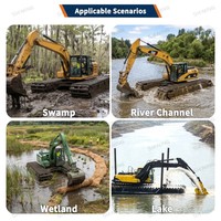Système de pontons modulaires pour excavatrice amphibie, montage et démontage faciles, compatible avec plusieurs modèles d'excavatrices, construction en acier robuste