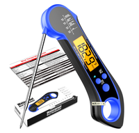 Termometer daging baca instan Digital, dapat dilipat lampu latar tahan air dalam dan luar ruangan, Magnet panggang Bbq