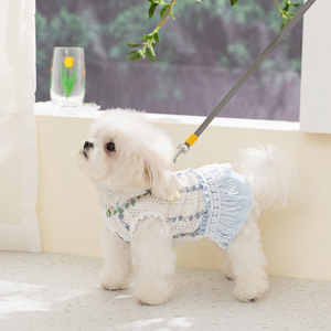 Robe pour <span class=keywords><strong>chien</strong></span> MSYO printemps-été, style coréen mignon, jupe pour chiot, vêtements décontractés légers pour petits chiens - Product Image 4