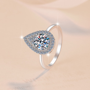 À <span class=keywords><strong>la</strong></span> mode classique élégant mariage bijoux fins Plata 925 argent Sterling 1ct Vvs Moissanite anneaux pour les filles - Product Image 1