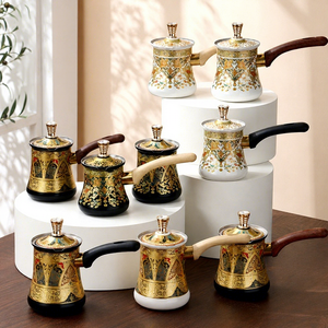 Caffettiera Turca Araba Personalizzata con Manico Lungo in Legno, Brocca per Latte in Acciaio Inossidabile, Tazza Portatile per Burro, Crema e Latte - Product Image 1