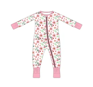 jaye baby bamboo romper Zipper Pajamas Custom printed Bamboo sleeper 95% Bamboo 5% Spandex baby onese kids Clothing For Baby