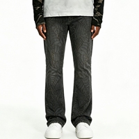SOONREE Jeans en denim personnalisés pour hommes, imprimé toile d'araignée anthracite, pantalon évasé style urbain, fabricant OEM B2B