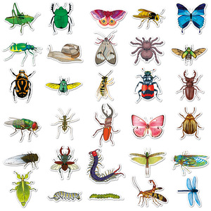 60 조각 곤충 낙서 개인화 된 만화 딱정벌레 나비 창조적 인 장식 노트북 수하물 스티커 방수 TISPA - Product Image 3