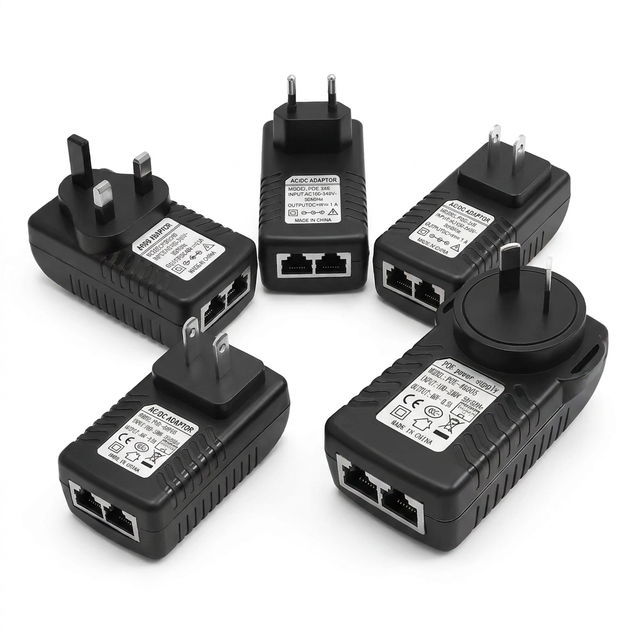 POE Injector 48V 0.5A Power Supply Over Ethernet Adapter with Plug-In Connection for 802.3af CCTV Security Camera