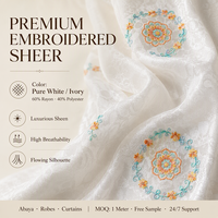 Tissu Voile Brodé de Luxe 60% Rayonne 40% Polyester pour Vêtements de Mode