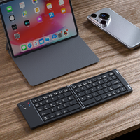 Keyboard lipat portabel, dapat diisi ulang, papan ketik BT Mini dapat dilipat tanpa kabel untuk Laptop Tablet ponsel