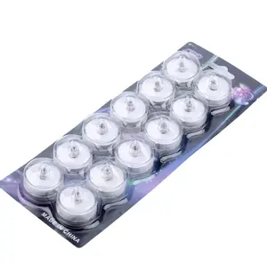 12Pcs Dompelpompen Waterdicht Batterij Operated Dompelpompen Gele Kaarsen Licht Waterdichte Led Flikkeren Effect Thee Licht