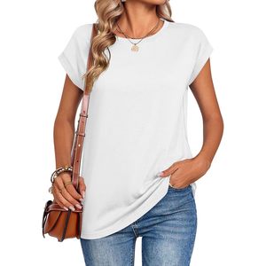 FOXA Womens <b>Cap</b> Sleeve T-Shirt 100% Cotton Jersey Breathable Summer Casual Top For Women - Product Image 2