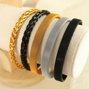Woven <b>Titanium</b> Steel Bracelet Unisex Round Fashion Jewelry Wholesale Size Sz119 Sz120 - Product Image 1