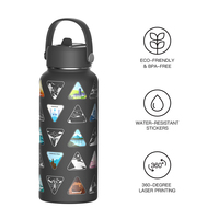 Bouteille d'eau personnalisée de 32 oz, parcs nationaux des États-Unis, liste de lieux à visiter, avec autocollants étanches et paille