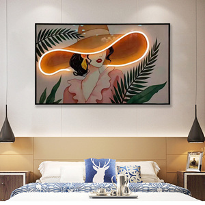 2023 bán buôn vải in LED ánh sáng bức tranh với khung pha lê bức tranh tường nghệ thuật trang trí nội thất - Product Image 2