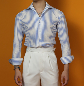 <span class=keywords><strong>Camicia</strong></span> MTM in <span class=keywords><strong>Seersucker</strong></span> 100% Cotone a Righe con Colletto, Stile Italiano con Arricciatura su Spalle/Schiena, <span class=keywords><strong>Camicia</strong></span> Casual per Sartoria - Product Image 6