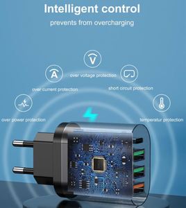 EU/US/UK <b>Plug</b> PD 36W Fast Charging Mobile Phone <b>Charger</b> 5V4A PD+3USB Multi Port Adapter Charging Head - Product Image 6