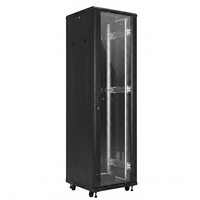 Rak Server 19 inci Tipe Lantai dengan Pintu Kaca dan Papan Pintu Berventilasi Rel Galvanis 42U 600*600 Termasuk 2 Kipas Perakitan