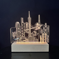 Vente en gros de lampe de nuit en bois Base de lampe à led 3d en bois Illusion 3d Cadeau de Noël Lampe de nuit