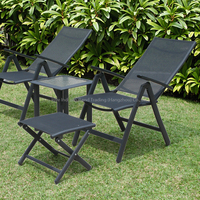 Ensemble de 5 chaises pliantes en aluminium Joyeleisure avec repose-pieds et table basse latérale, design contemporain, pour jardin extérieur et usage scolaire