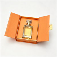 Coffret cadeau de parfum orange écologique de luxe, emballage personnalisé, boîte de rangement cosmétique, flacon de parfum carré en papier, logo personnalisé