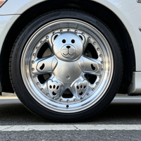 Jante en alliage d'aluminium en forme d'ours mignon avec rebord argenté et bronze, 15 pouces, pour modification et amélioration automobile