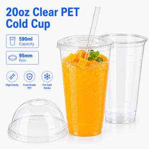 แก้วพลาสติกใส PET ขนาด 95 มม. 20 ออนซ์ สำหรับกาแฟเย็น น้ำผลไม้ ชานมไข่มุก เครื่องดื่มแบบนำกลับบ้าน - Product Image 1