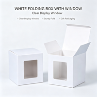 Boîte en carton blanc de qualité alimentaire avec fenêtre transparente, boîte à gâteau pliable pour l'emballage de desserts de boulangerie, vente en gros