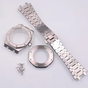 Tampa de relógio de safira de aço inoxidável, 41mm, à prova d' água, substituição, pulseira, caixa de relógio, nh35 nh36 4r36 movimento