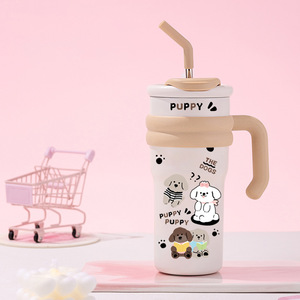 Summer Insulated Mini Ice Cup With Straw Portable Travel Drink Cup Cartoon Style For Home Office Car Use - Product Image 2
