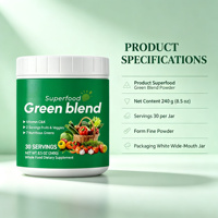 Superfood Groene Blend Poeder 240 g 30 Porties Volledig Natuurlijk Voedingssupplement Witte Pot OEM Fabriek