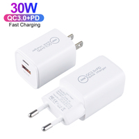 Chargeur rapide mini PD 30W avec prise US EU, chargeur USB Type C QC3.0, deux ports, adaptateur de voyage portable pour téléphone portable, certifié CE FCC